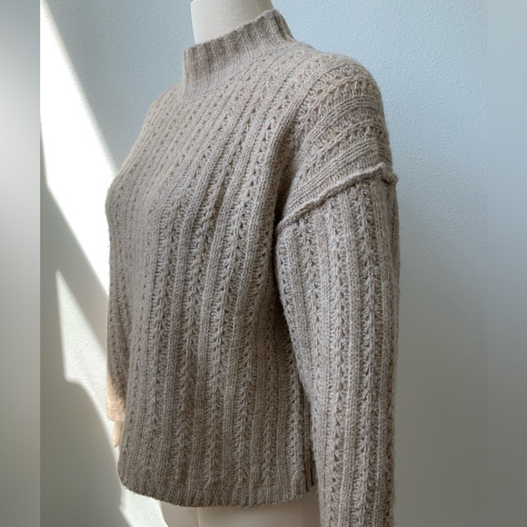 Open Knit Mock Neck Long Sleeve Sweater - Picture 9 of 14